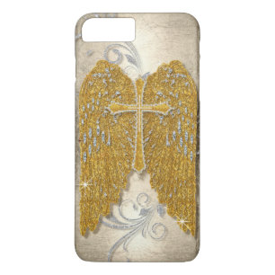 Kruis met Glitter Diamond Jewel Kijk Angel Wings iPhone 8 Plus / 7 Plus Hoesje
