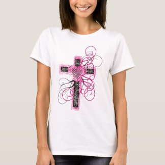 Kruis met hart en rol t-shirt