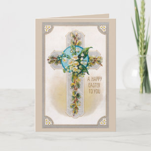 Kruis met het Wenskaart van Pasen van Bloemen Feestdagen Kaart