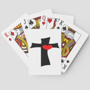 KRUIS MET RODE HART POKERKAARTEN