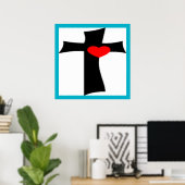 KRUIS MET RODE HART POSTER (Thuiskantoor)