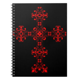 Kruis met Rode Ornament Heilige Decoratieve Kunst Notitieboek