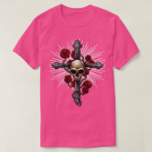 Kruis met schedel en rozen t-shirt (Design voorkant)
