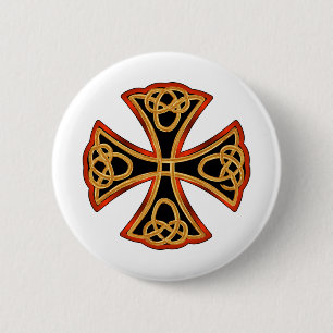 kruis met vlecht ronde button 5,7 cm