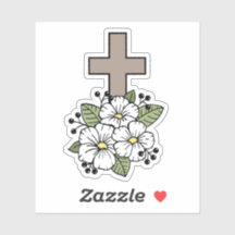 Kruis met witte bloemen Sticker
