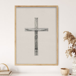 Kruis Minimalistisch, Jezus Kunst, Jezus MUUR kuns Poster
