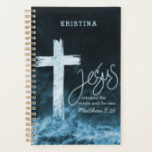 Kruis op Raging Water Bijbelvers Gepersonaliseerd Planner (Voorkant)