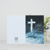 Kruis op Water Donkerblauwe Schrift Kerk Bulletin (Staand voorkant)