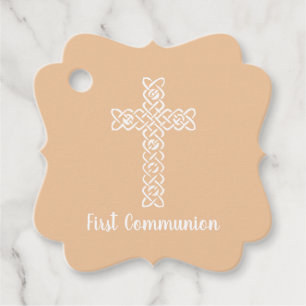 Kruis Perzik Communie Doop Bedankjes Labels