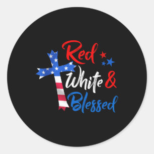 Kruis Rood Wit & versterker; Gezegend 4 juli Manne Ronde Sticker