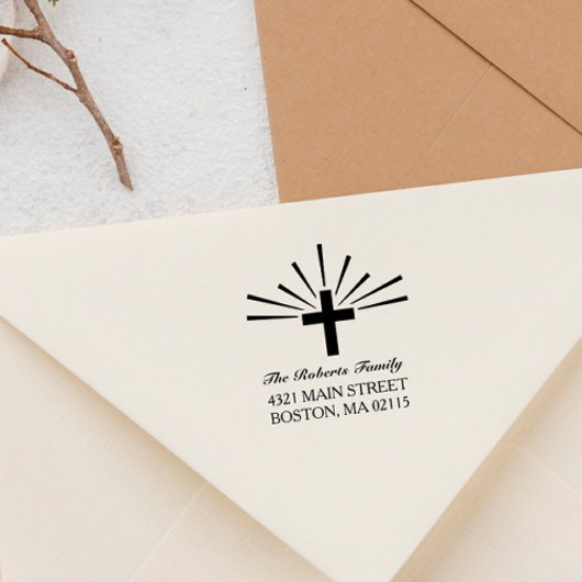 Kruis & stralen - Naam & adres Zelfinktende Stempel