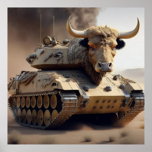 Kruis tussen een tank en een Texas Longhorn Steer Poster