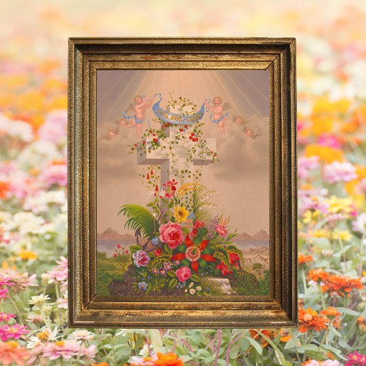  Kruis van Bloemen Hij is met Pasen opgestaan Poster