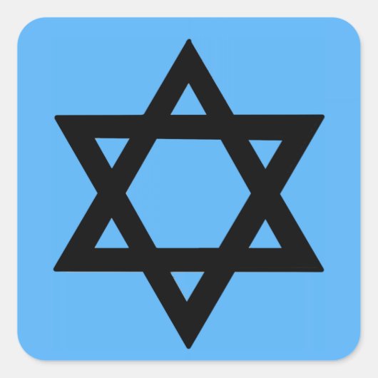 Kruis van David op Sky Blue achtergrond Vierkante Sticker (Voorkant)