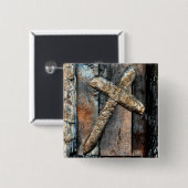 Kruis van kracht vierkante button 5,1 cm (Voorkant /achterkant)