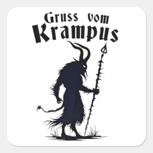 Kruis van Krampus Kerstmis Xmas Devil Spooky Vierkante Sticker