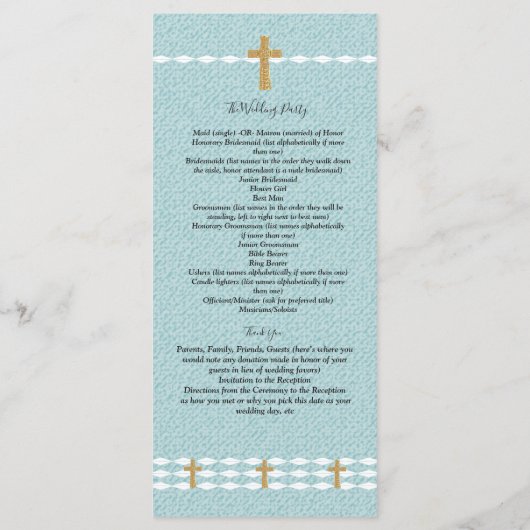 Kruis van Licht Jezus Christus ceremonie Programma (Achterkant)