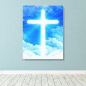 Kruis van Licht Jezus Christus  Christelijk Canvas Afdruk (Insitu (Houten vloer))