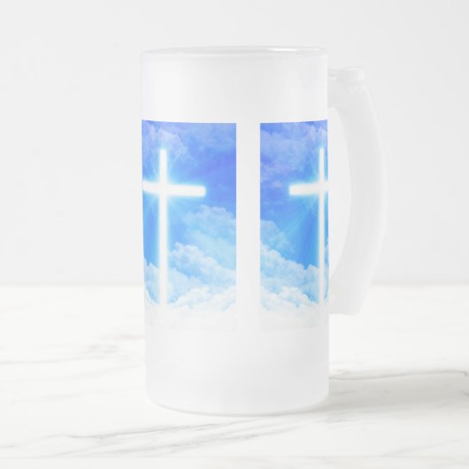 Kruis van Licht Jezus Christus Christelijk Matglas Bierpul (Voorkant rechts)
