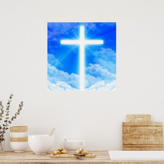 Kruis van Licht Jezus Christus  Christelijk Poster (Keuken)