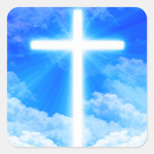 Kruis van Licht Jezus Christus Christelijk Vierkante Sticker (Voorkant)
