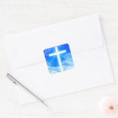 Kruis van Licht Jezus Christus Christelijk Vierkante Sticker (Envelop)