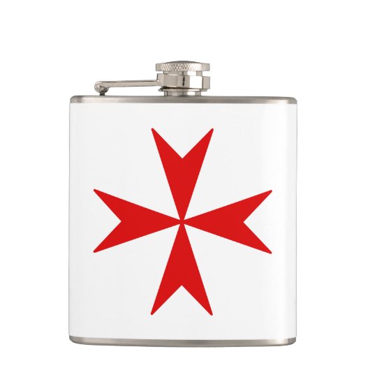 Kruis van Malta (rood) Heupfles (Voorkant)