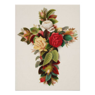 Kruis van rozen, illustratie uit het Victoriaans t Perfect Poster