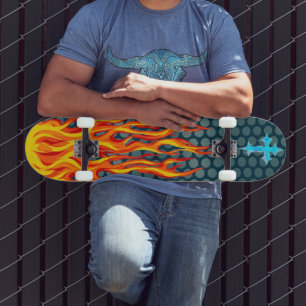 Kruis Vlammen Skateboard
