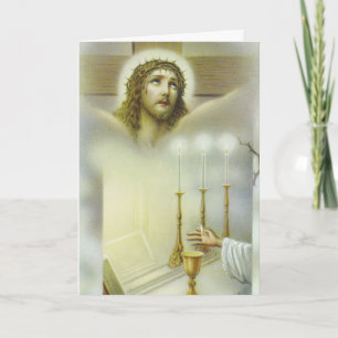 Kruisbeeld Mis Aanbod Kelk Kaarsen Priester Feestdagen Kaart