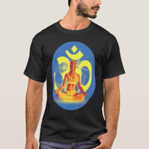 Kruisbeen Yoga Yoga Kussens Met Blauwe Achtergrond T-shirt