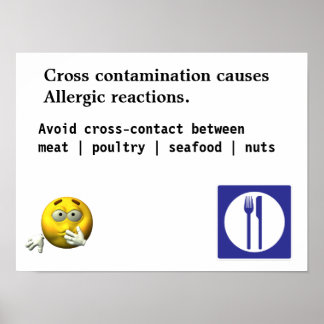 Kruisbesmetting veroorzaakt allergische reacties. poster