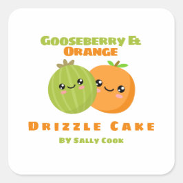 Kruisbessen en oranje drizzaninekaart vierkante sticker