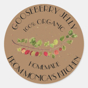 Kruisbessen Gelei Waterverf Fruit Keuken Klassiek Ronde Sticker
