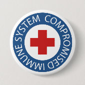 Kruisblauw rood gecomprimeerd immuunsysteem ronde button 7,6 cm (Voorkant)