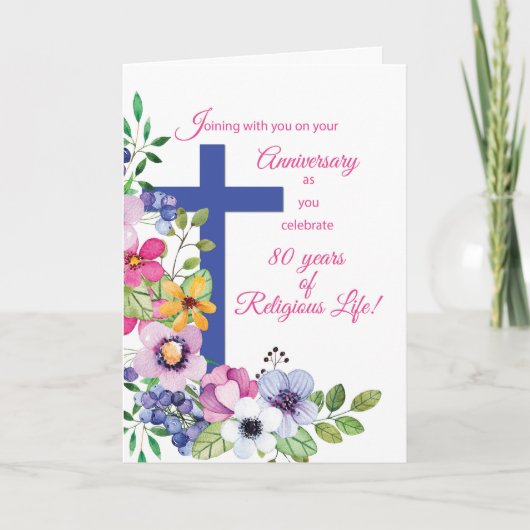 Kruisbloemen 80-jarig jubileum kloosterleven kaart (Voorkant)