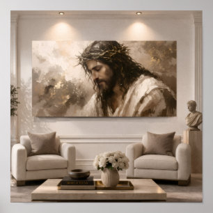 Kruisdoornen op Jezus' hoofd Muurkunst Passie va Poster