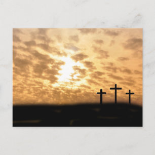 Kruisen en zonsondergang Paas Briefkaart