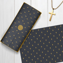 Kruisen - Faux Mustard Gold op Grafiet Tissuepapier