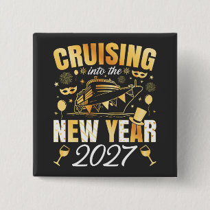 Kruisen in het nieuwe jaar 2027 vierkant vierkante button 5,1 cm