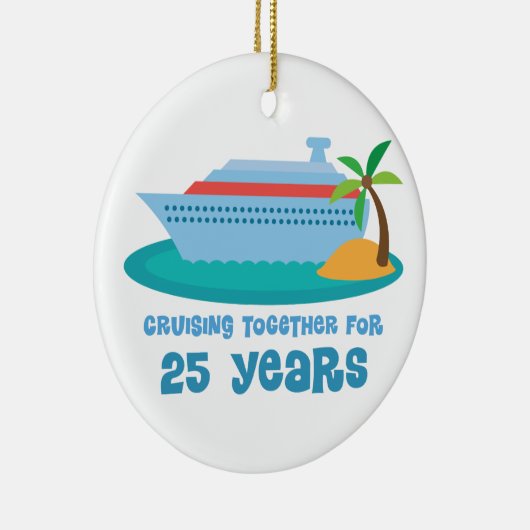 kruising 25 jaar lang Jubileum Gift Keramisch Ornament (Rechts)