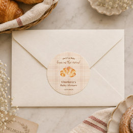 Kruising in de Oven Croissant Meisje Baby Shower Ronde Sticker