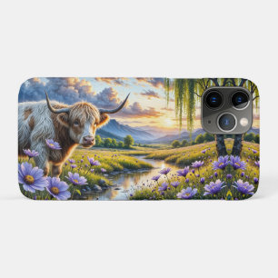 Kruising van Schotse Hooglander/Longhorn Koe in Bl iPhone 11 Pro Hoesje