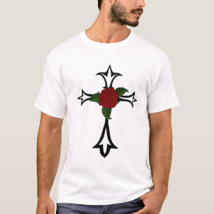 Kruiskruis met een rode roze T-shirt