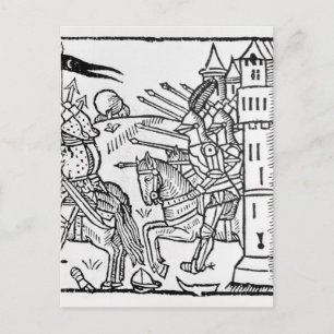 Kruismessen rijden uit om te vechten briefkaart