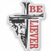 Kruisnagelontwerp van Jezus – Krachtig Christelijk Sticker (Voorkant)