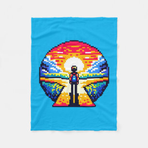 Kruispunt bij zonsondergang Doordachte Pixel Art J Fleece Deken