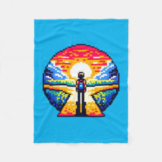 Kruispunt bij zonsondergang Doordachte Pixel Art J Fleece Deken