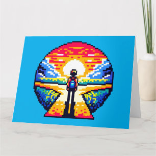 Kruispunt bij zonsondergang Doordachte Pixel Art J Kaart