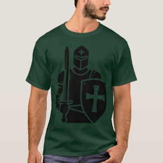 Kruisridder Silhouet met Zwaard en Schild f T-shirt